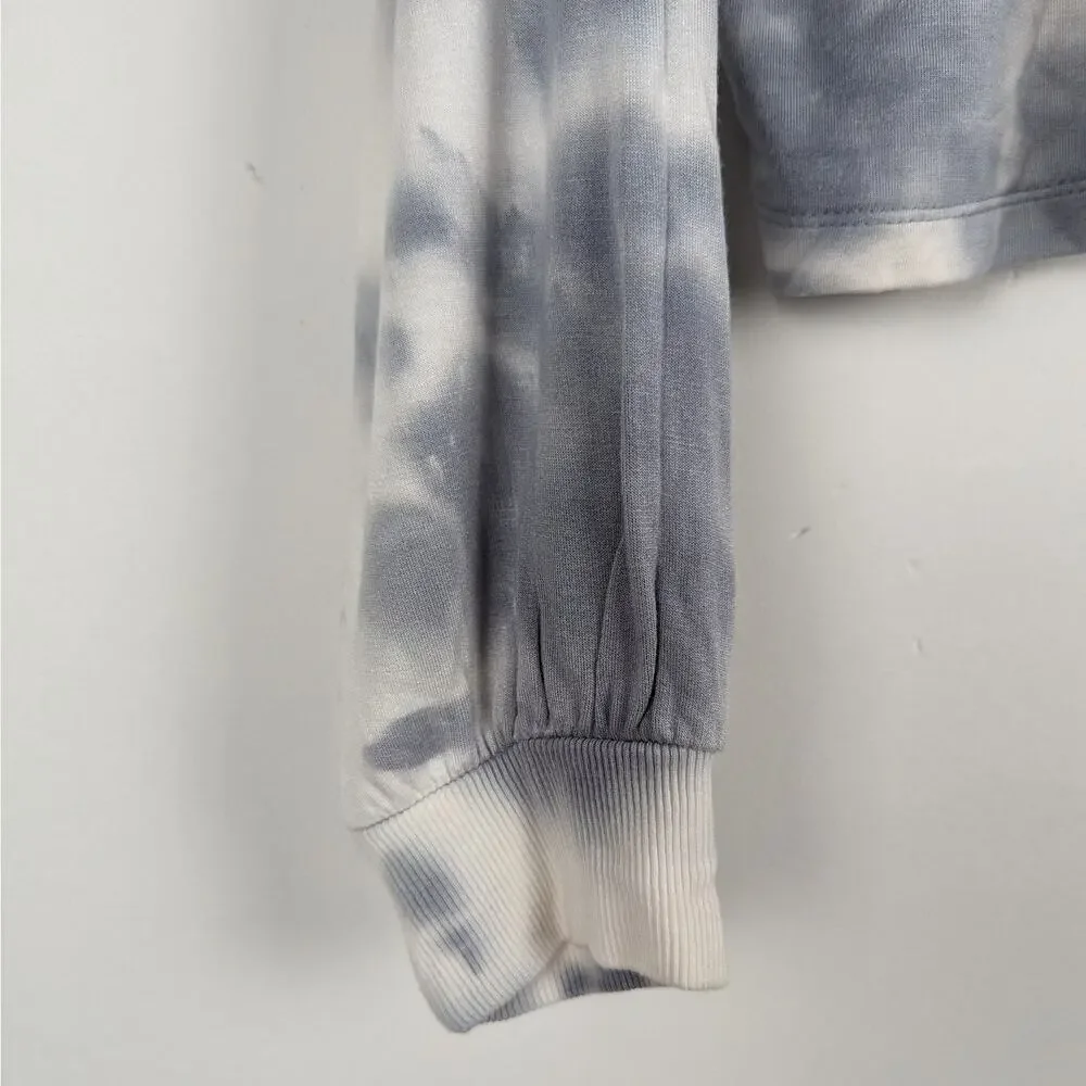 Wild Fable Gray and White Tie Dyed Mock Neck Cropped Sweatshirt Size Large NWT - Picture 5 of 9